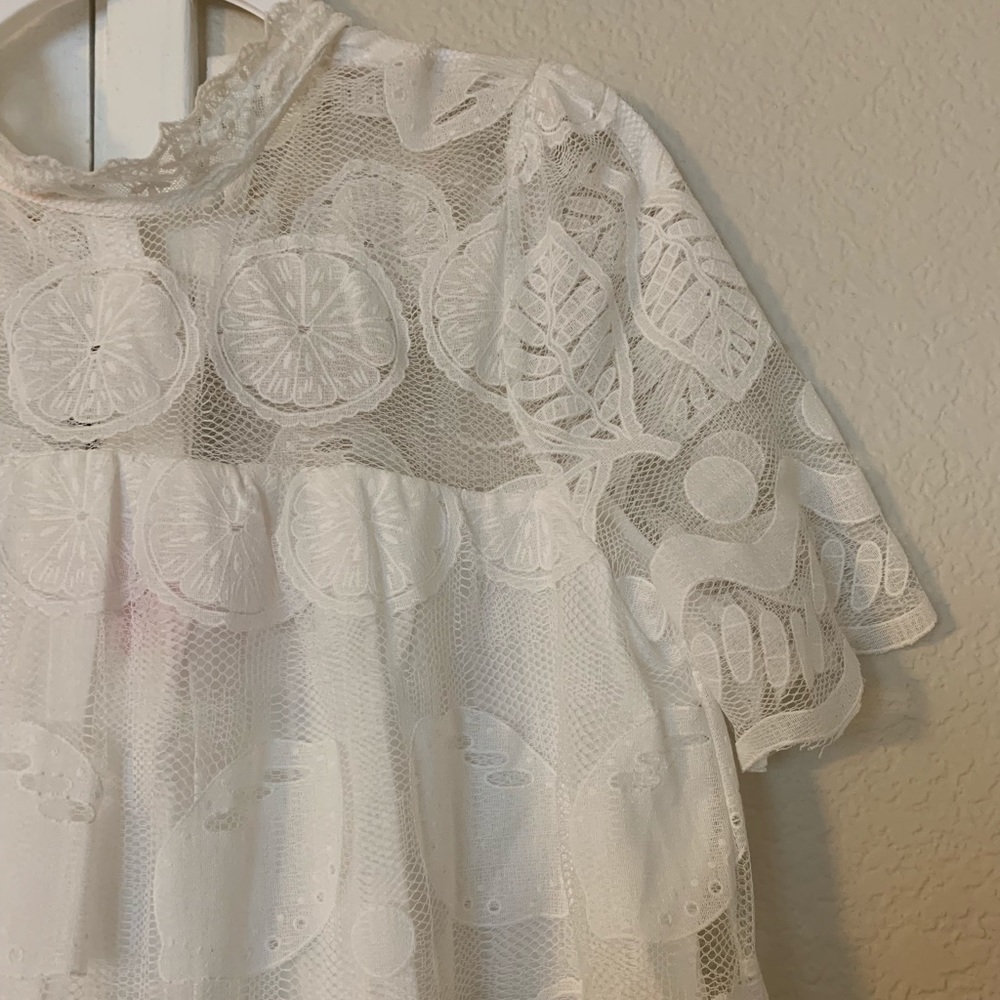 White 🍋 lemon lace Anthropologie dress